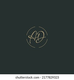 Minimal Luxury DA Initial Based Golden and Black color logo