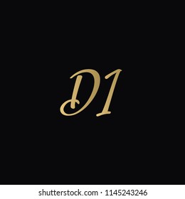 Minimal Luxury DI Initial Based Golden and Black color logo