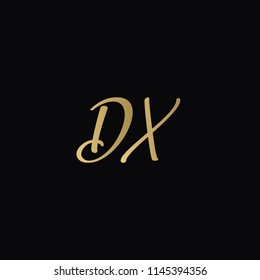 Minimal Luxury DX Initial Based Golden and Black color logo