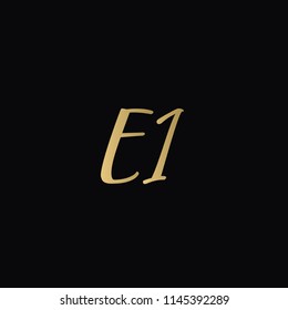 Minimal Luxury EI Initial Based Golden and Black color logo