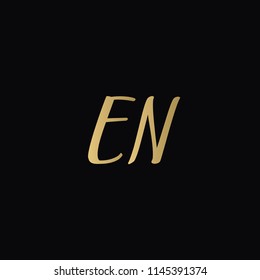 Minimal Luxury EN Initial Based Golden and Black color logo