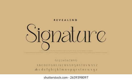 Minimal luxury font alphabet logo. Typography beauty fashion elegant minimalist serif italic fonts decorative wedding vintage retro logos. vector illustration