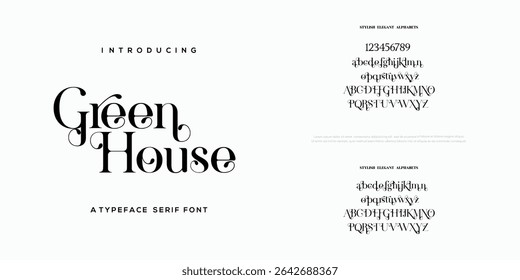 Minimal, Luxury font alphabet logo. Typography Beauty fashion elegant western classic letters serif fonts decorative wedding vintage logos. vector illustration	
