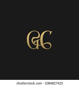 Minimal Luxury GC Initial Based Golden and Black color logo