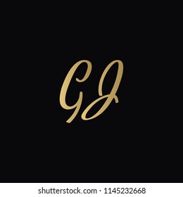 Minimal Luxury GJ Initial Based Golden and Black color logo