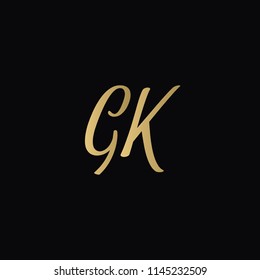 Minimal Luxury GK Initial Based Golden and Black color logo