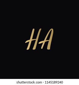 Minimal Luxury HA Initial Based Golden and Black color logo