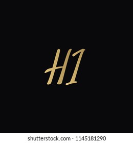 Minimal Luxury HI Initial Based Golden and Black color logo
