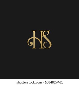 Minimal Luxury HS Initial Based Golden and Black color logo