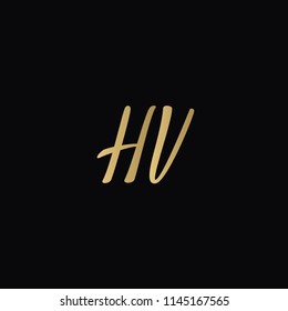 Minimal Luxury HV Initial Based Golden and Black color logo