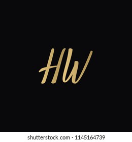 Minimal Luxury HW Initial Based Golden and Black color logo