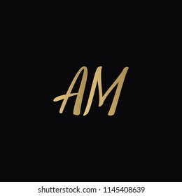 Minimal Luxury AM Initial Based Golden and Black color logo
