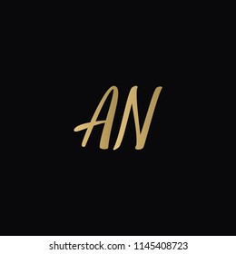 Minimal Luxury AN Initial Based Golden and Black color logo