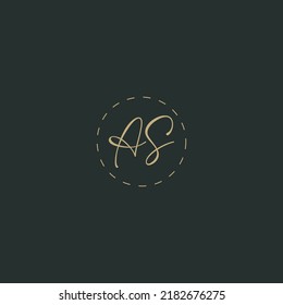Minimal Luxury AS Initial Based Golden color logo