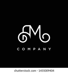 Minimal Luxury AM Initial Based White and Black color logo.