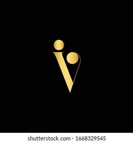 Minimal Luxury IV Initial Based Golden and Black color logo