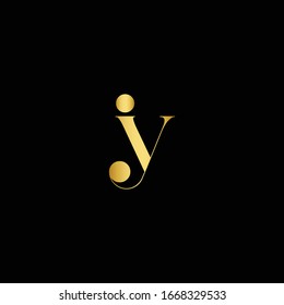 Minimal Luxury IY Initial Based Golden and Black color logo