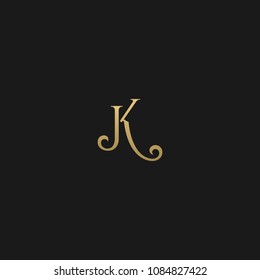 Minimal Luxury JK Initial Based Golden and Black color logo