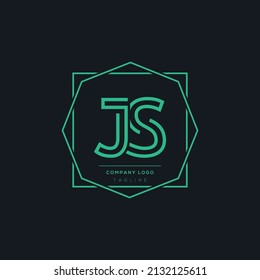 Diseño minimal de logotipo JS de lujo, ilustraciones de iconos vectoriales de base inicial.