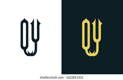 Minimal luxury line art letter QY logo. This logo icon incorporate with two Arabic letter in the creative way. It will be suitable for Royalty and Islamic related brand or company. 