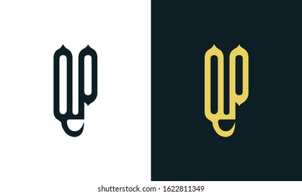Minimal luxury line art letter QP logo. This logo icon incorporate with two Arabic letter in the creative way. It will be suitable for Royalty and Islamic related brand or company. 