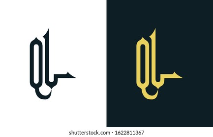 Minimal luxury line art letter QL logo. This logo icon incorporate with two Arabic letter in the creative way. It will be suitable for Royalty and Islamic related brand or company. 