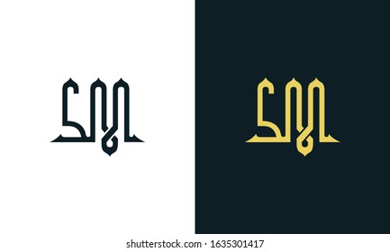 Minimal luxury line art letter SM logo. This logo icon incorporate with two Arabic letter in the creative way. It will be suitable for Royalty and Islamic related brand or company.