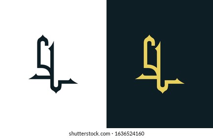 Minimal luxury line art letter SL logo. This logo icon incorporate with two Arabic letter in the creative way. It will be suitable for Royalty and Islamic related brand or company.