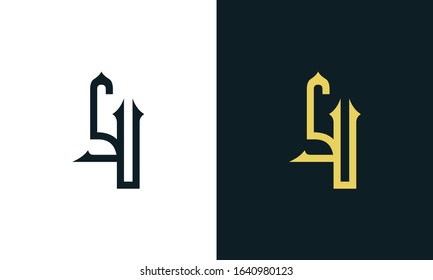 Minimal luxury line art letter SU logo. This logo icon incorporate with two Arabic letter in the creative way. It will be suitable for Royalty and Islamic related brand or company.