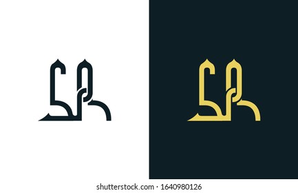 Minimal luxury line art letter SR logo. This logo icon incorporate with two Arabic letter in the creative way. It will be suitable for Royalty and Islamic related brand or company.