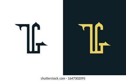 Minimal luxury line art letter TG logo. This logo icon incorporate with two Arabic letter in the creative way. It will be suitable for Royalty and Islamic related brand or company.