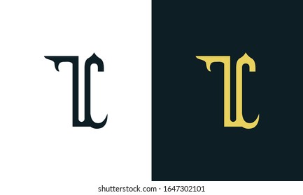 Minimal luxury line art letter TC logo. This logo icon incorporate with two Arabic letter in the creative way. It will be suitable for Royalty and Islamic related brand or company.