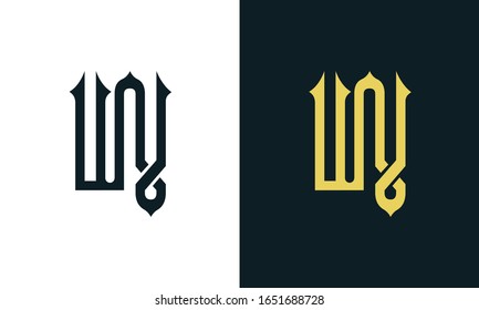 Minimal luxury line art letter UN logo. This logo icon incorporate with two Arabic letter in the creative way. It will be suitable for Royalty and Islamic related brand or company.