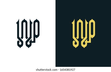 Minimal luxury line art letter WP logo. This logo icon incorporate with two Arabic letter in the creative way. It will be suitable for Royalty and Islamic related brand or company.