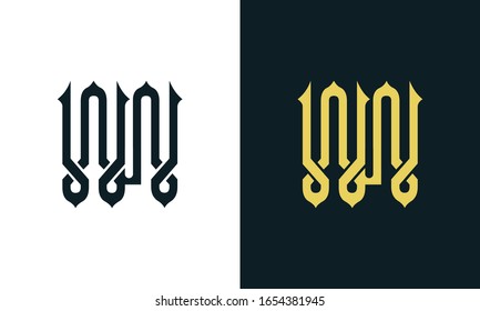 Minimal luxury line art letter WW logo. This logo icon incorporate with two Arabic letter in the creative way. It will be suitable for Royalty and Islamic related brand or company.