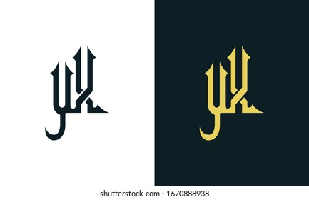 Minimal luxury line art letter YX logo. This logo icon incorporate with two Arabic letter in the creative way. It will be suitable for Royalty and Islamic related brand or company.