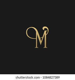 Minimal Luxury M Initial Based Golden and Black color logo