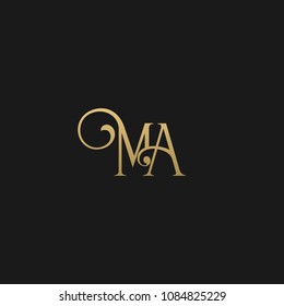 Minimal Luxury MA Initial Based Golden and Black color logo