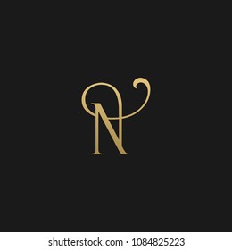 Minimal Luxury N Initial Based Golden and Black color logo