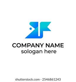 Minimal m flag logo design vector