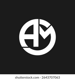 Minimal Am or Ma letter monogram in circle shape. Perfect for branding, identity, or business logo use. Clean, modern, stylish, and professional vector design.