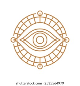 Minimal magic all seeing eye vector illustration, magic eye , celestial and mystical eye elements vector set in lineal color style isolated on a white background