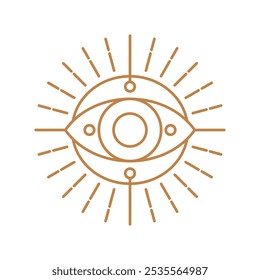 Mínimo mágico todo vendo ilustração de vetor de olho, olho mágico , vetor de elementos de olho celeste e místico definido em estilo de cor linear isolado em um fundo branco