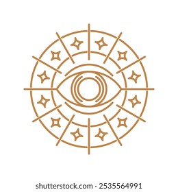 Mínimo mágico todo vendo ilustração de vetor de olho, olho mágico , vetor de elementos de olho celeste e místico definido em estilo de cor linear isolado em um fundo branco