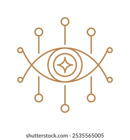 Minimal magic all seeing eye vector illustration, magic eye , celestial and mystical eye elements vector set in lineal color style isolated on a white background