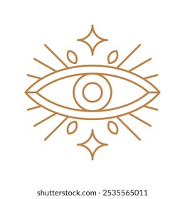 Minimal magic all seeing eye vector illustration, magic eye , celestial and mystical eye elements vector set in lineal color style isolated on a white background