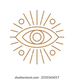 Mínimo mágico todo vendo ilustração de vetor de olho, olho mágico , vetor de elementos de olho celeste e místico definido em estilo de cor linear isolado em um fundo branco