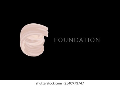 Esfregaço mínimo da fundação da maquiagem. Ilustração Premium elegante sobre fundo preto