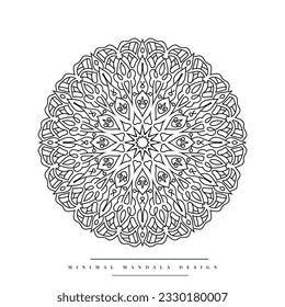 Minimal mandala coloring page with nature-inspired elements
