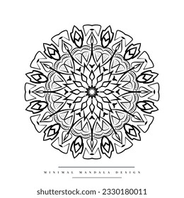 Minimal mandala coloring page with nature-inspired elements